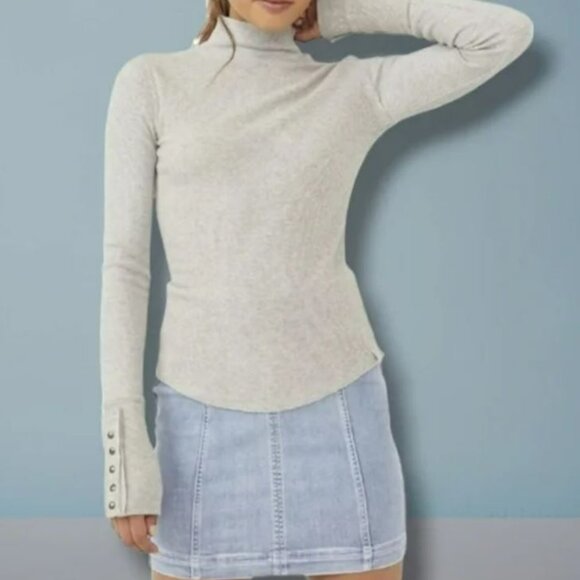 Free People We The Free JoJo Long Sleeve Top Ivory Color XS - Picture 3 of 12